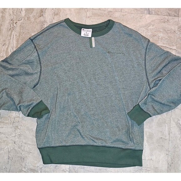 Champion Other - Mens XL Champion Sweatshirt Sweater Green Embroidered Logo Chest + Sleeve Crew